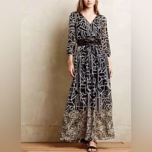 Equinox Pleated Maxi Dress Black & White